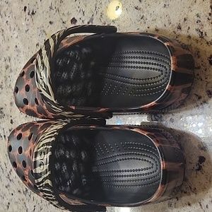 Leopard Crocs, Black inside & bottom. Size 10. fit to size 8 -10.